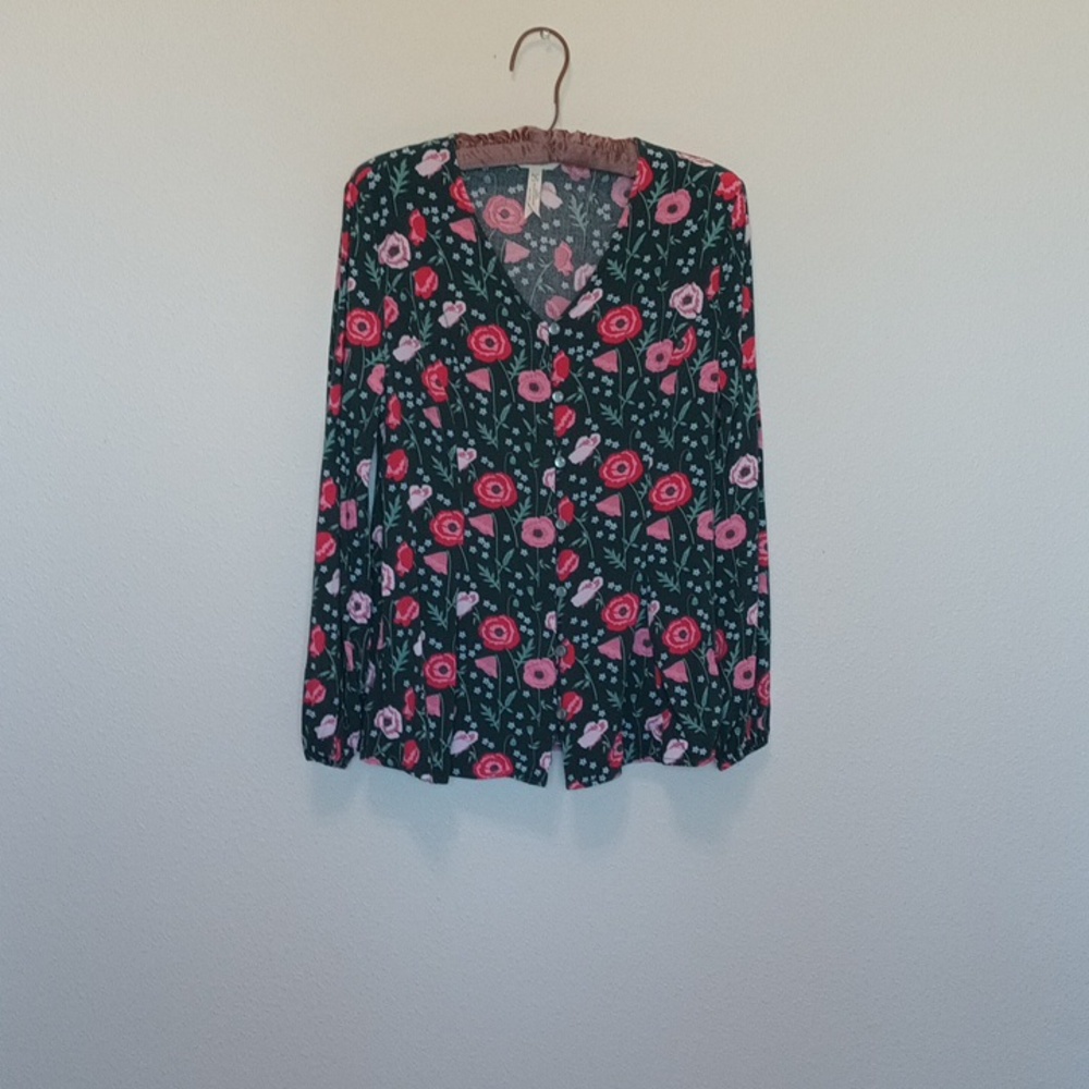 Matilda Jane Floral Blouse Feminine Button Front Dressy Casual Size small